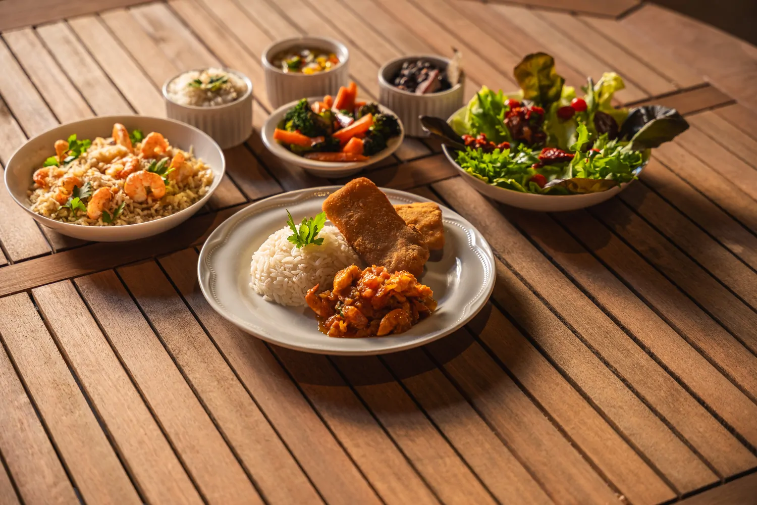 Golden hour mountain vista with rocks